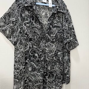 Emma James Black and White Casual Button Down Shirt